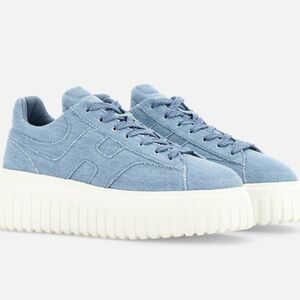 Hogan denim H-stripes sneakers, size 5, nib.